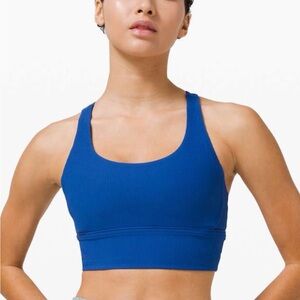 lululemon athletica Blue Ribbed Longline Energy Sports Bra